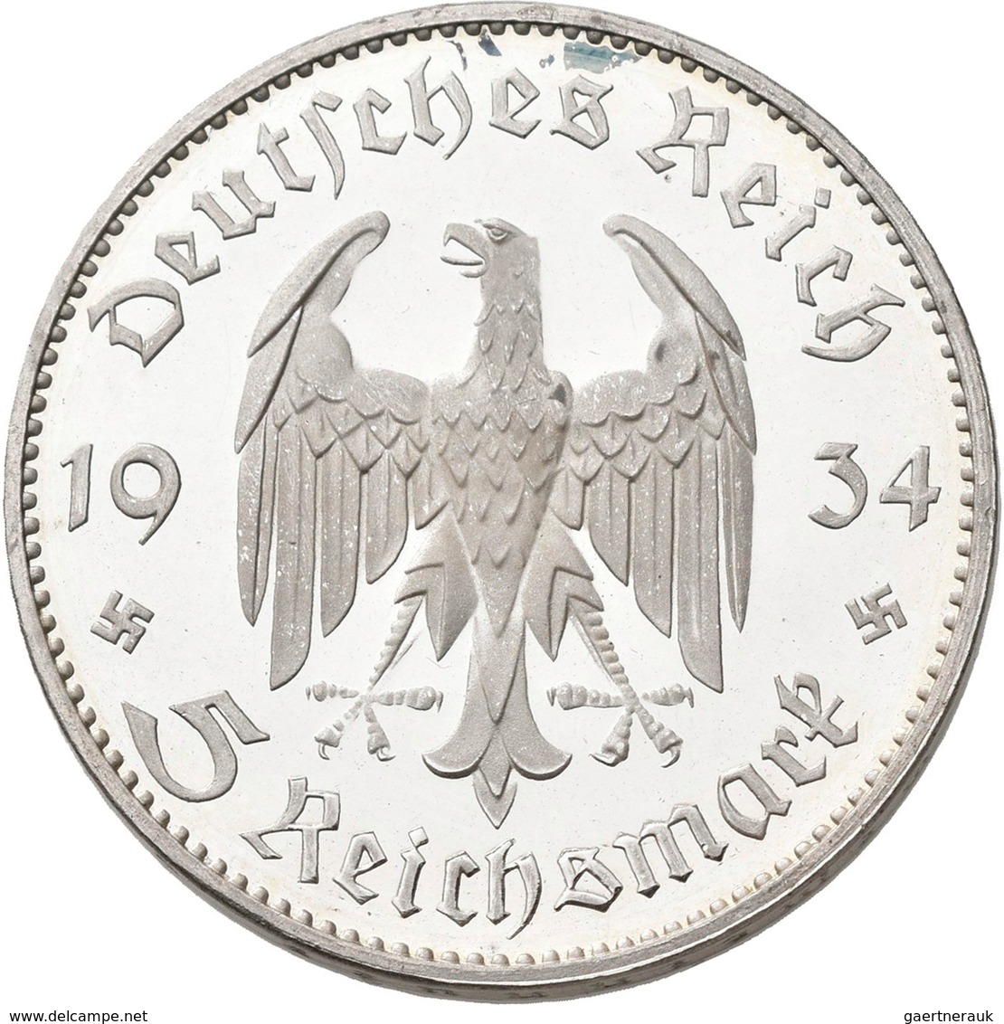 Drittes Reich: 5 Reichsmark 1934 F. Garnisonkirche Mit Datum 21. März 1933, Jaeger 356. Minimal Beri - Andere & Zonder Classificatie