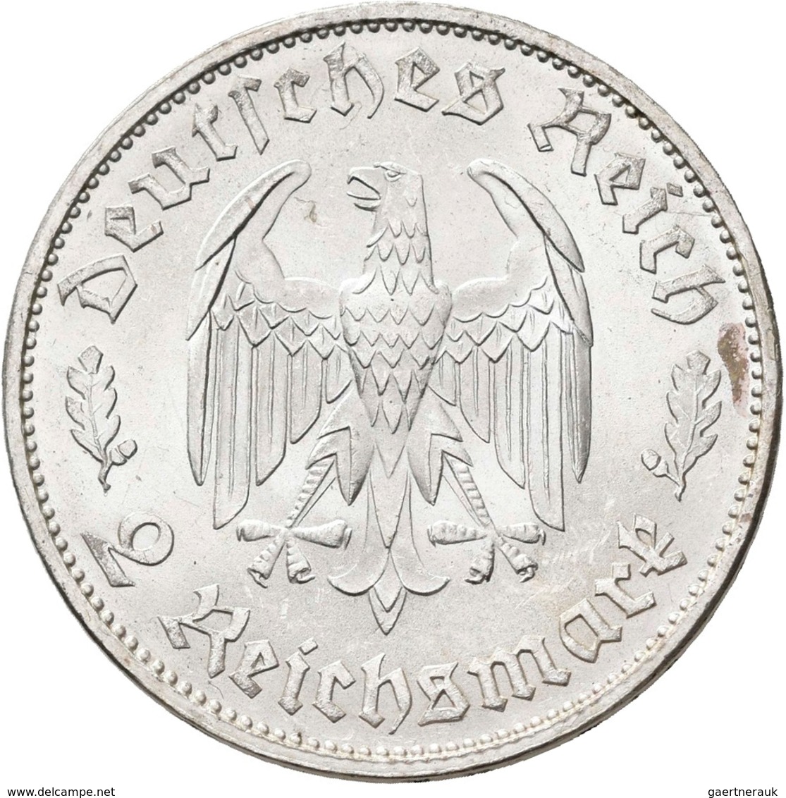 Drittes Reich: 2 Reichsmark 1934 F, Schiller, Jaeger 358, Feine Kratzer, Fast Stempelglanz. - Autres & Non Classés