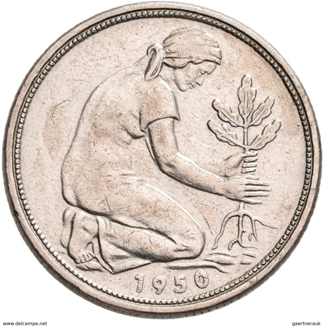 Bundesrepublik Deutschland 1948-2001: 50 Pfennig 1950 G, Bank Deutscher Länder, Jaeger 379, Sehr Sch - Autres & Non Classés