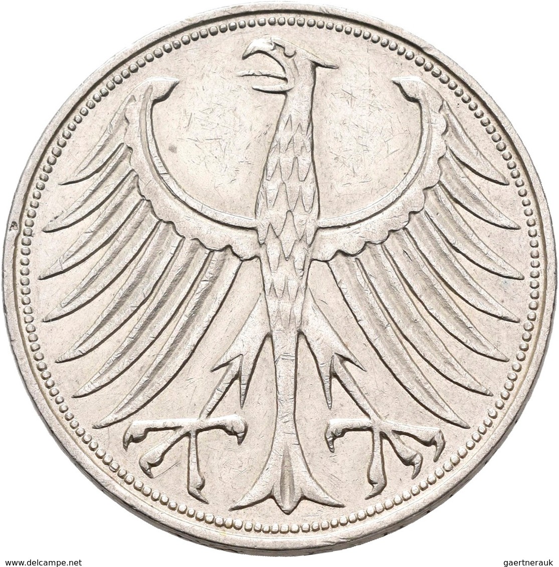 Bundesrepublik Deutschland 1948-2001: 5 DM Kursmünze 1958 J, Nur 60.000 Ex., Jaeger 387, Kratzer, Se - Autres & Non Classés