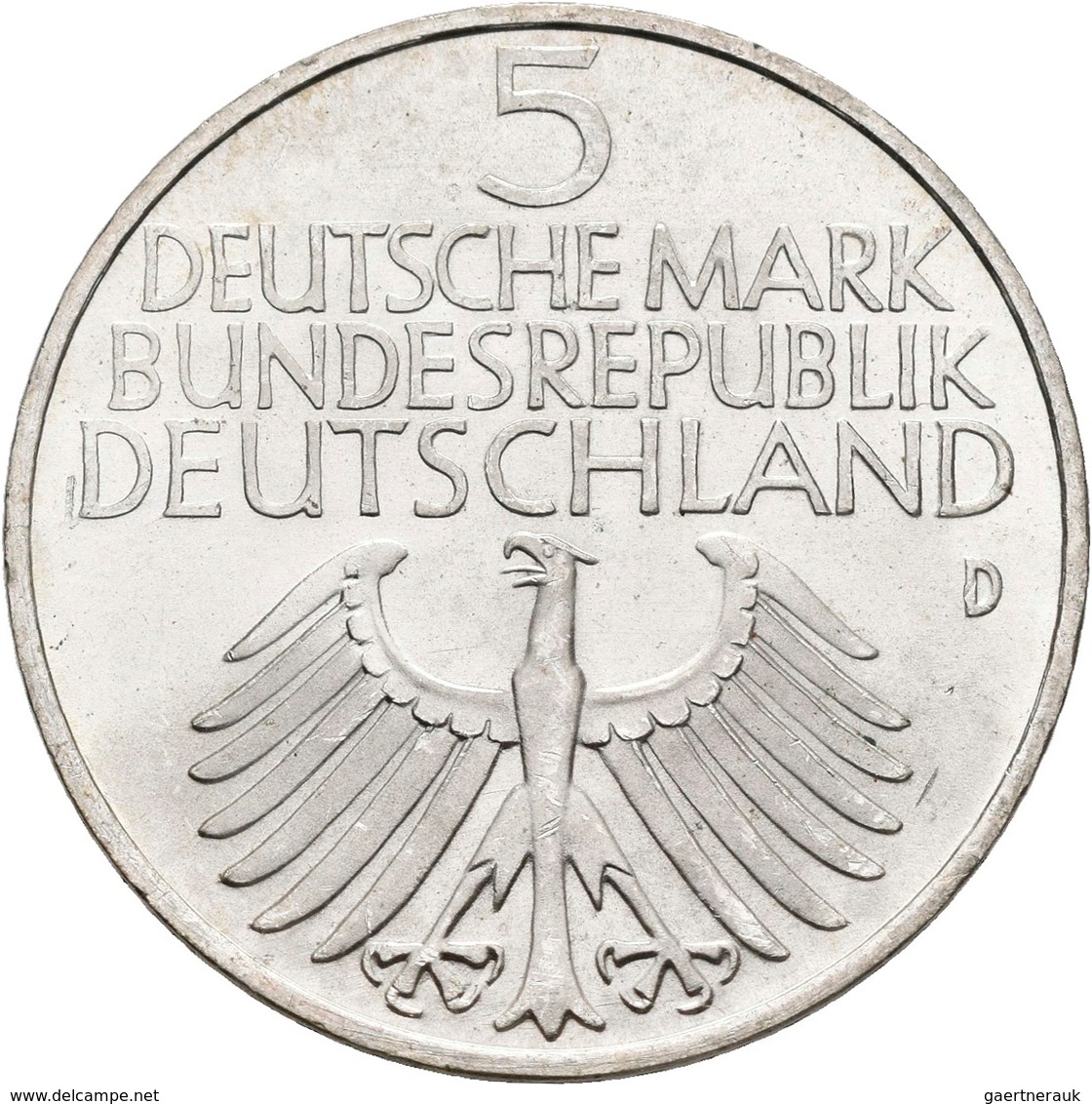 Bundesrepublik Deutschland 1948-2001: 5 DM 1952 D, Germanisches Museum, Jaeger 388. Prachtexemplar, - Autres & Non Classés