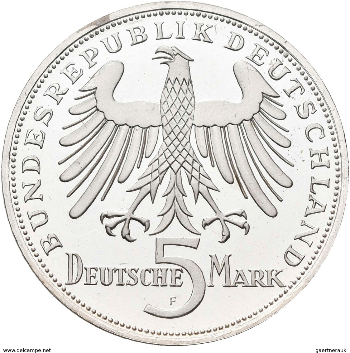 Bundesrepublik Deutschland 1948-2001: 5 DM 1955 F, Friedrich Schiller, Jaeger 389. Zaponiert, Berieb - Autres & Non Classés