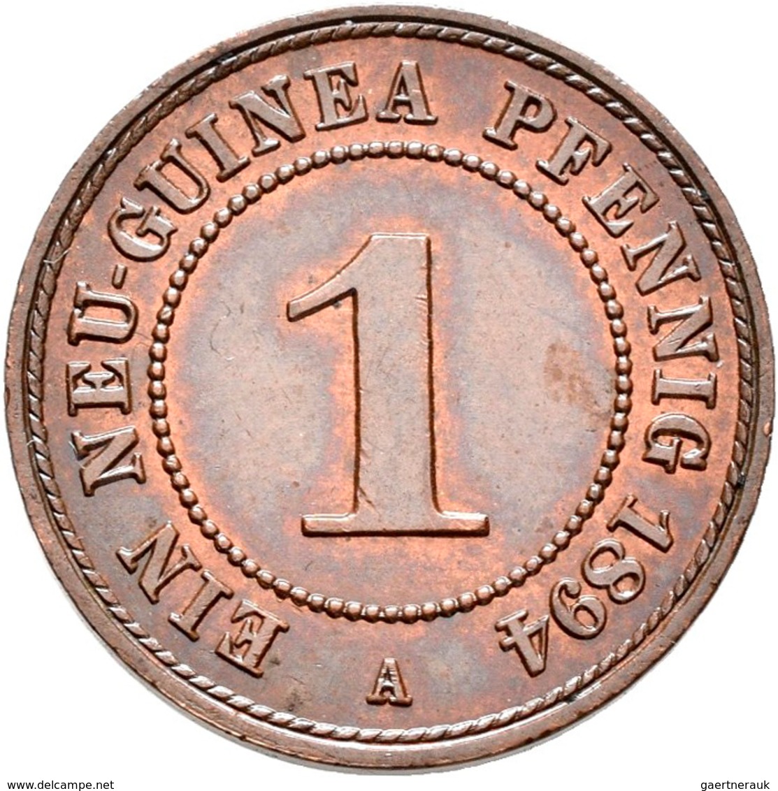 Deutsch-Neuguinea: Lot 2 Stück; 1 Neu-Guinea Pfennig 1894 A, Jaeger 702, Zaponiert, Winzige Kratzer, - Nouvelle Guinée Allemande
