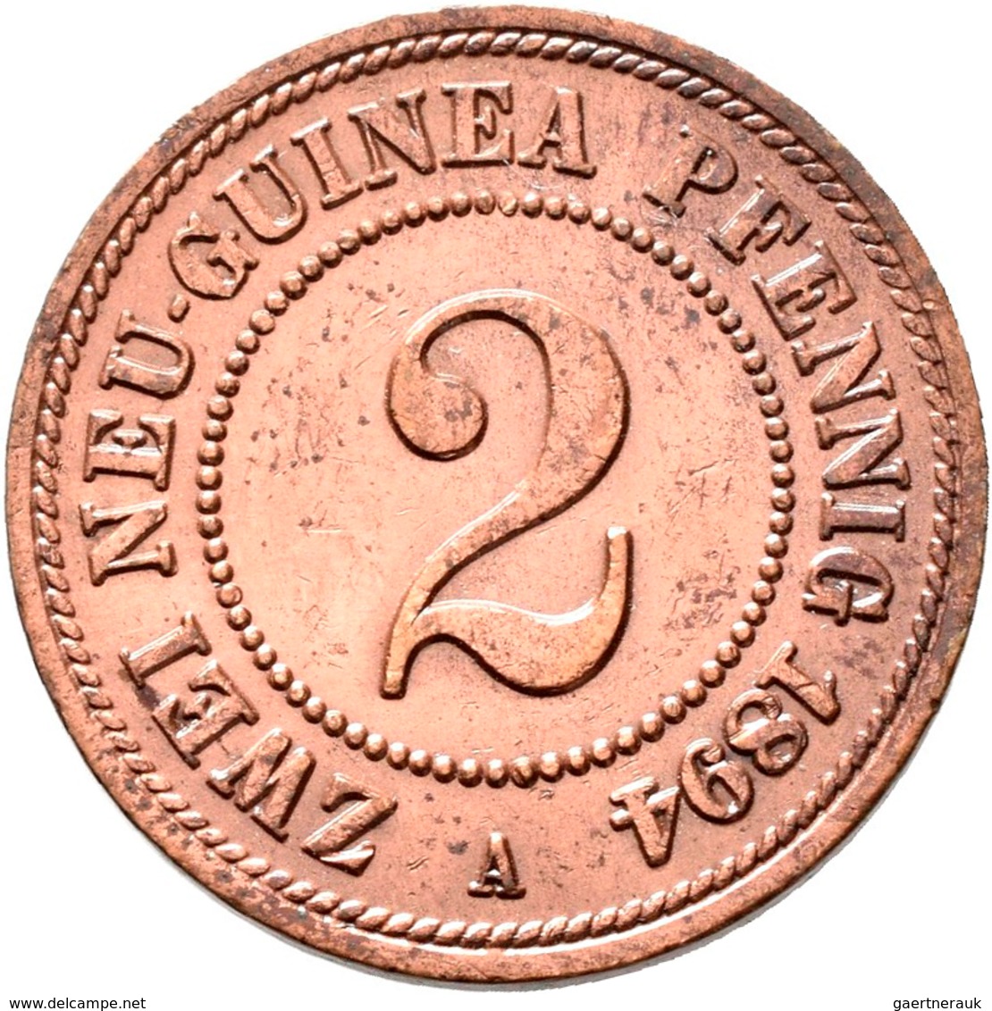 Deutsch-Neuguinea: 2 Neu-Guinea Pfennig 1894 A, Jaeger 702, Leichte Patina, Kratzer, Sehr Schön - Vo - Nouvelle Guinée Allemande