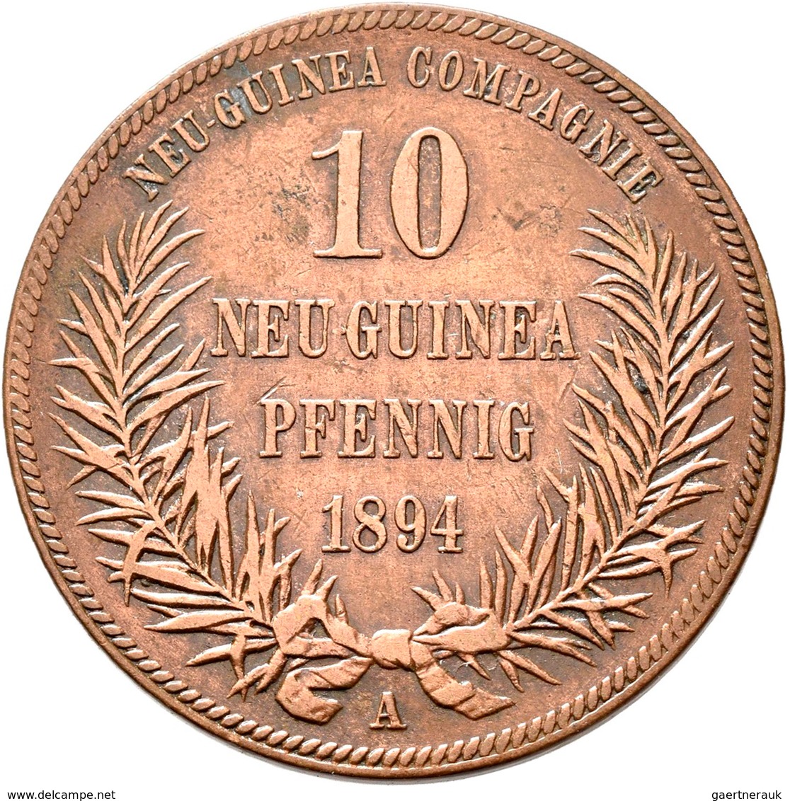 Deutsch-Neuguinea: 10 Neu-Guinea Pfennig 1894 A, Paradiesvogel, Jaeger 703, Zaponiert, Kratzer, Sehr - Duits Nieuw-Guinea