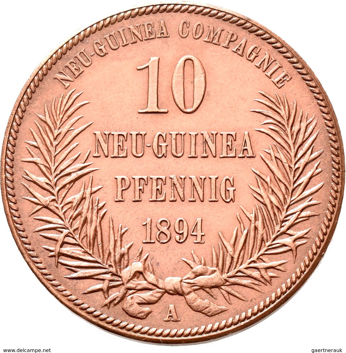 Deutsch-Neuguinea: 10 Neu-Guinea Pfennig 1894 A, Paradiesvogel, Jaeger 703, Zaponiert, Kratzer, Sehr - Duits Nieuw-Guinea