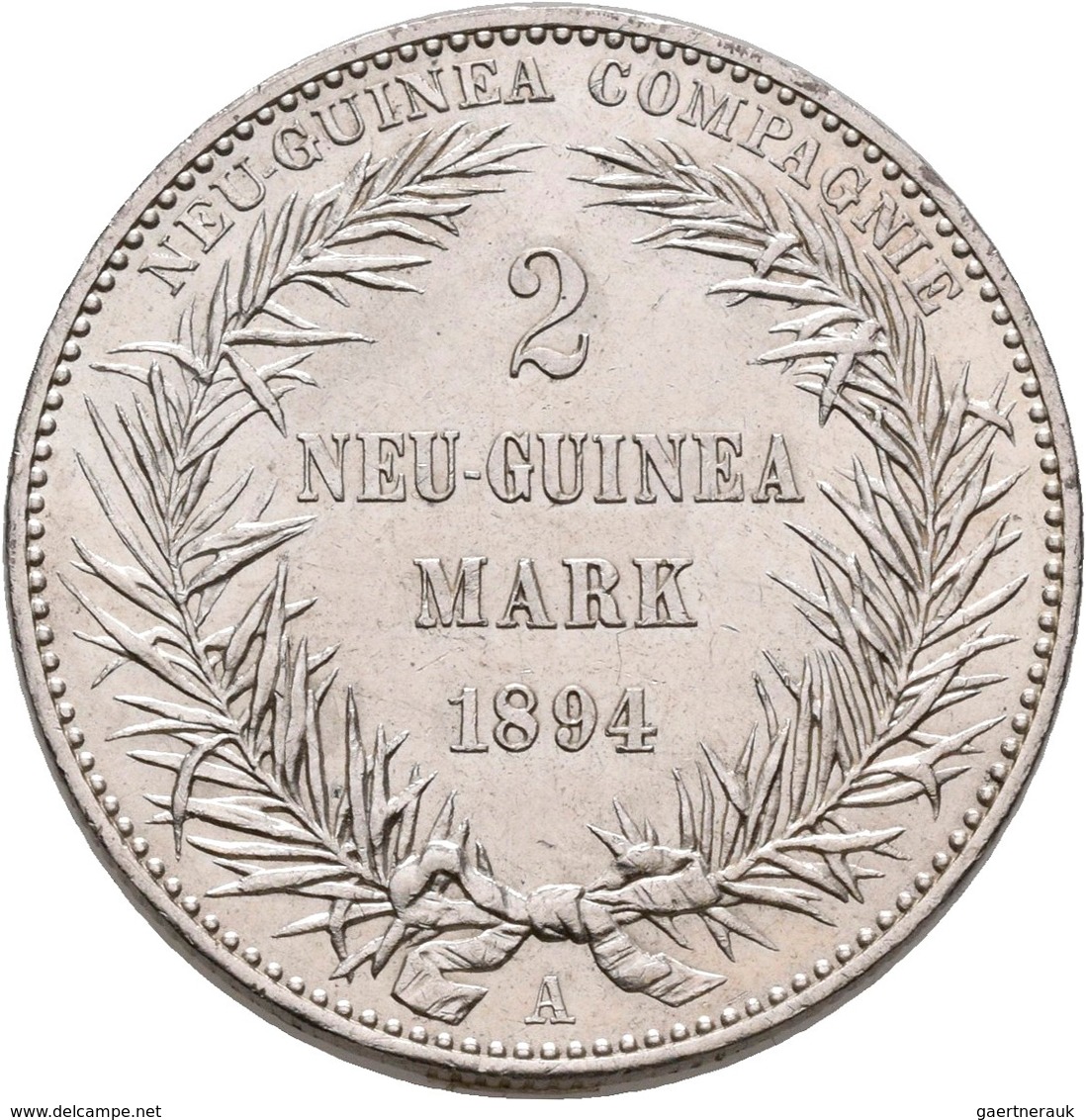 Deutsch-Neuguinea: 2 Neu-Guinea Mark 1894 A, Paradiesvogel, Jaeger 706, Feine Kratzer, Fast Vorzügli - Duits Nieuw-Guinea