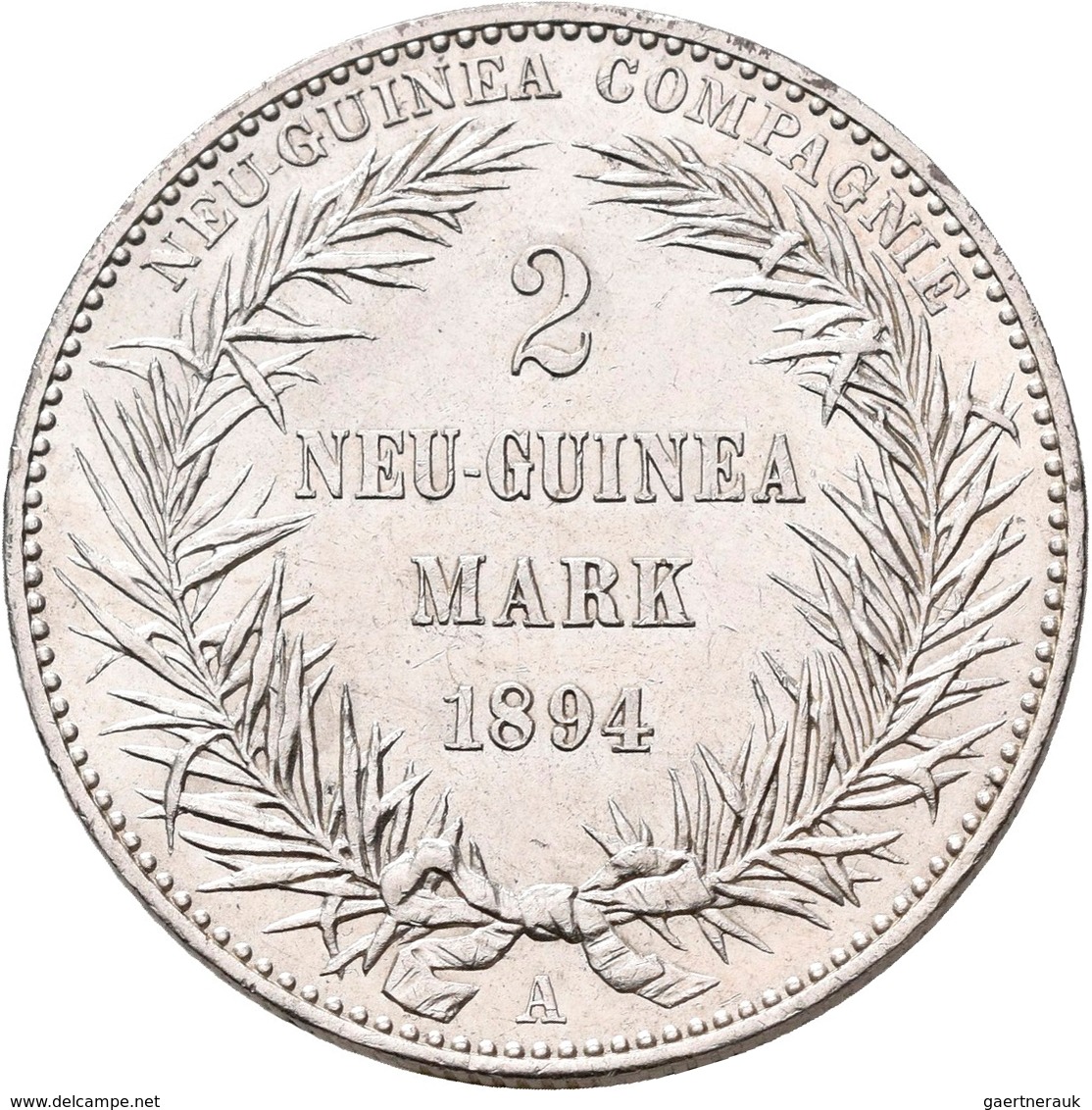 Deutsch-Neuguinea: 2 Neu-Guinea Mark 1894 A, Paradiesvogel, Jaeger 706, Kleine Kratzer, Vorzüglich. - Duits Nieuw-Guinea