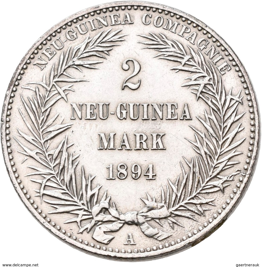 Deutsch-Neuguinea: 2 Neu-Guinea Mark 1894 A, Paradiesvogel, Jaeger 706, Kratzer, Sehr Schön-vorzügli - Nouvelle Guinée Allemande
