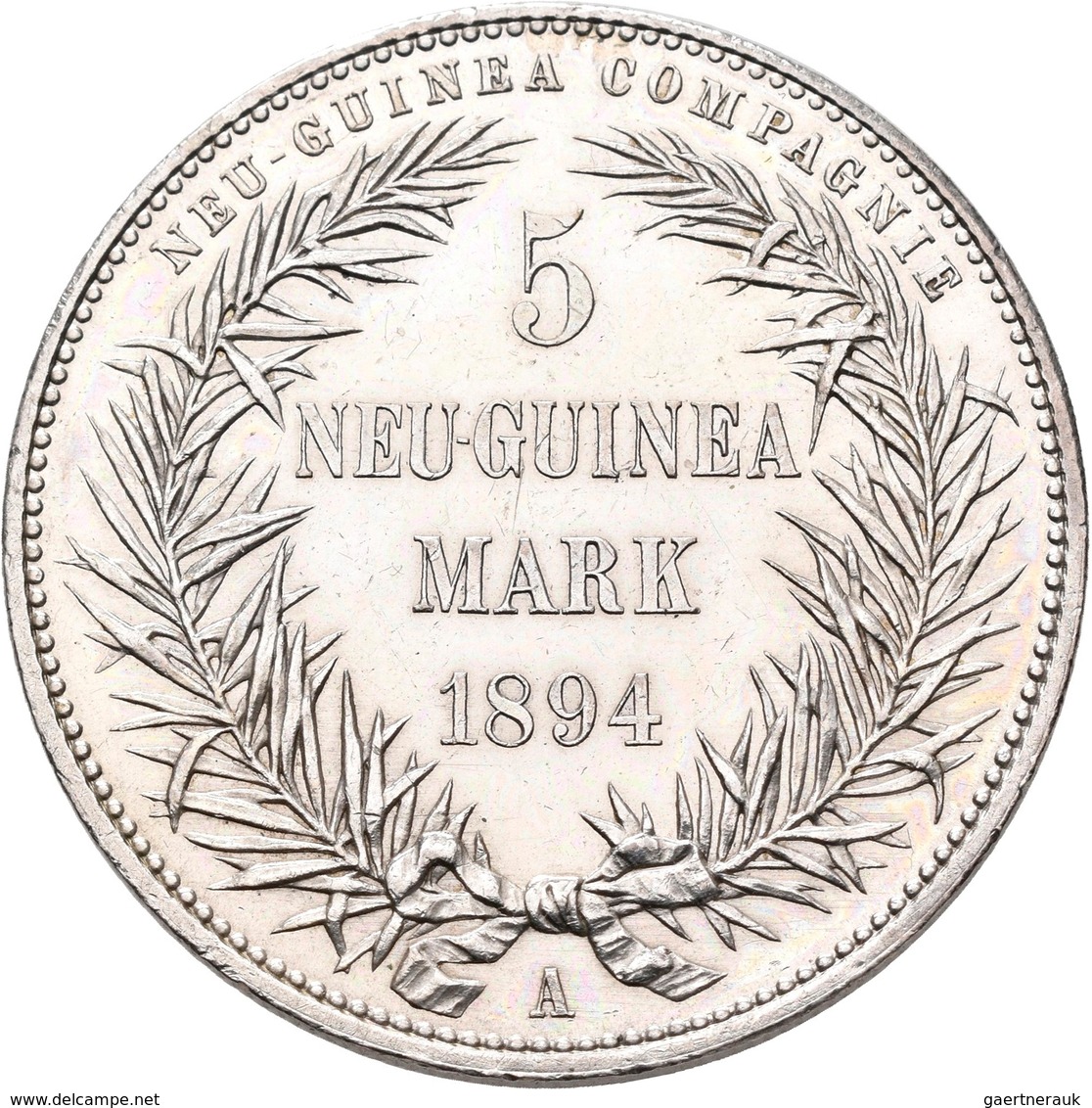 Deutsch-Neuguinea: 5 Neu-Guinea Mark 1894 A, Paradiesvogel, Jaeger 707, Feine Kratzer, Spiegelnde Fe - Nouvelle Guinée Allemande