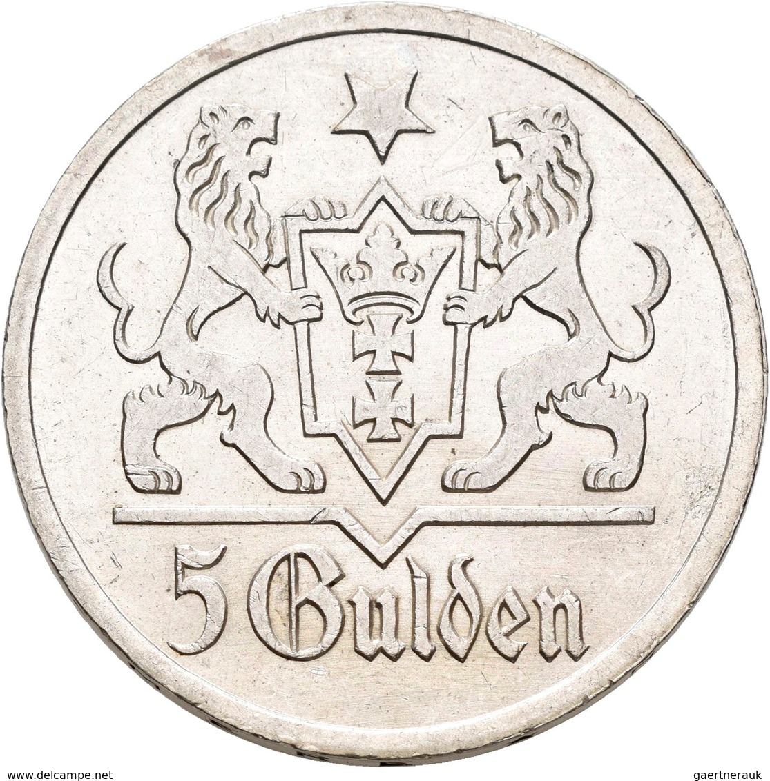 Danzig: 5 Gulden 1927 Marienkirche. Jaeger D9. 25,0 G. Silber. Winzige Kratzer, Kaum Sichtbarer Rand - Other & Unclassified