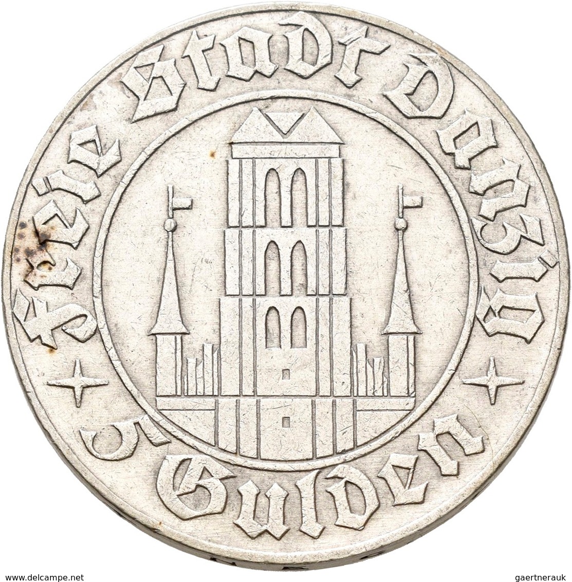Danzig: 5 Gulden 1932 Marienkirche. Jaeger D17. 15,0 G. Silber. Kratzer, Sehr Schön. - Autres & Non Classés