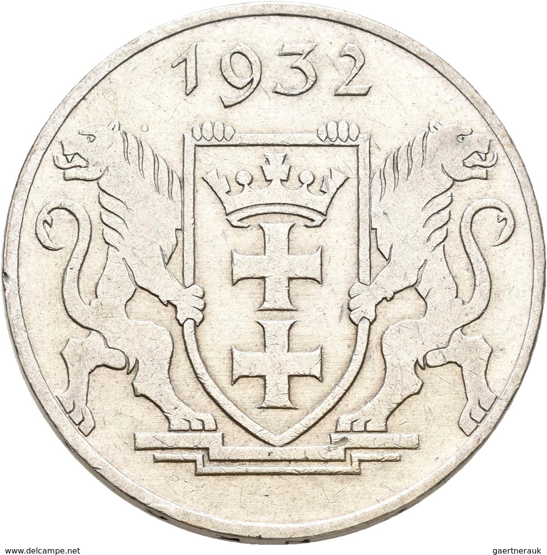 Danzig: 5 Gulden 1932 Marienkirche. Jaeger D17. 15,0 G. Silber. Kratzer, Sehr Schön. - Autres & Non Classés