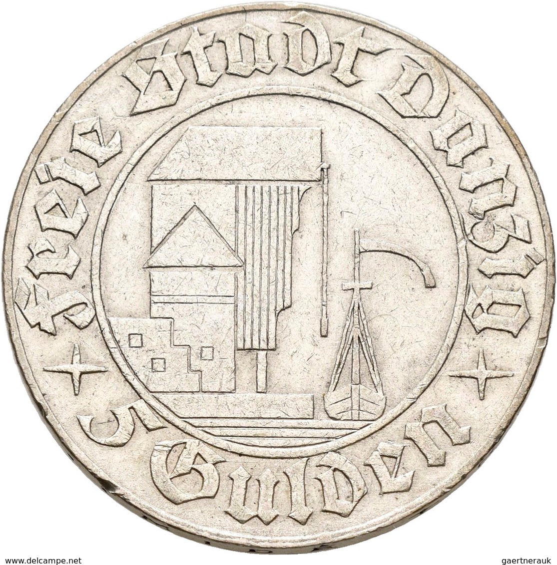 Danzig: 5 Gulden 1932 Krantor. Jaeger D18. 14,9 G. Silber. Kratzer, Randfehler, Sehr Schön. - Other & Unclassified