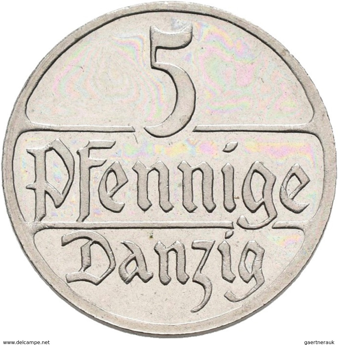 Danzig: Typensammlung Danzig, dabei: 10 Pfennig 1920 Eisen; 8-Münzen-Set 1923 (1 Pf. - 5 Gulden); 6-