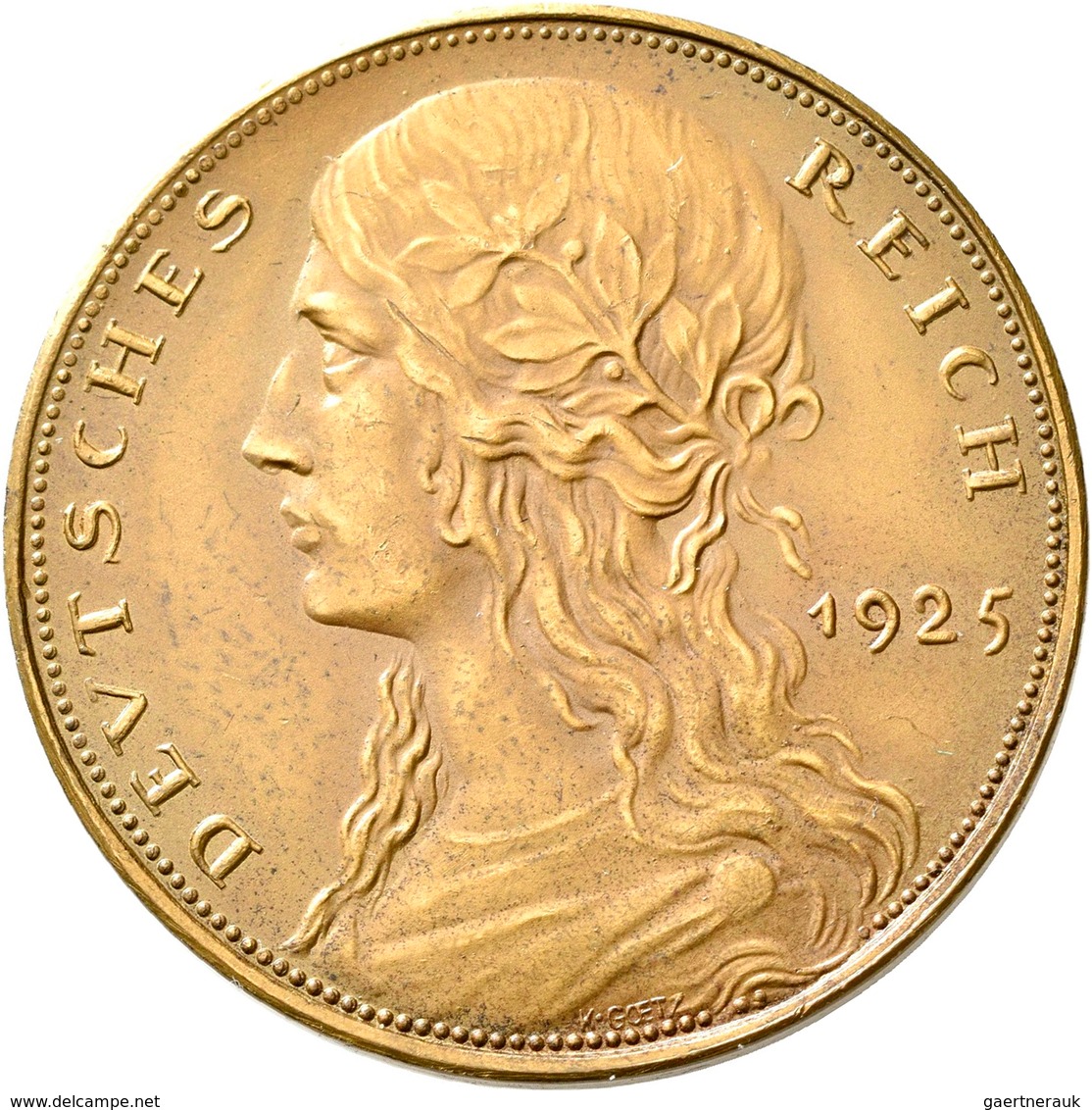 Proben & Verprägungen: Weimarer Republik 1918-1933: Probeprägung In Bronze; 5 Reichsmark 1925, Entwu - Autres & Non Classés