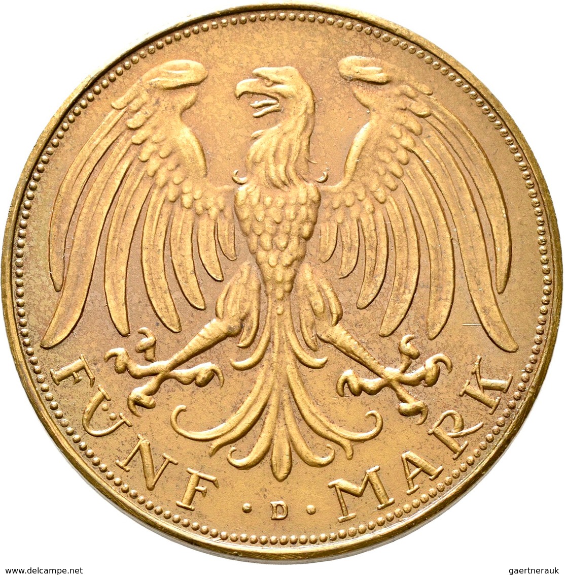 Proben & Verprägungen: Weimarer Republik 1918-1933: Probeprägung In Bronze; 5 Reichsmark 1925, Entwu - Autres & Non Classés