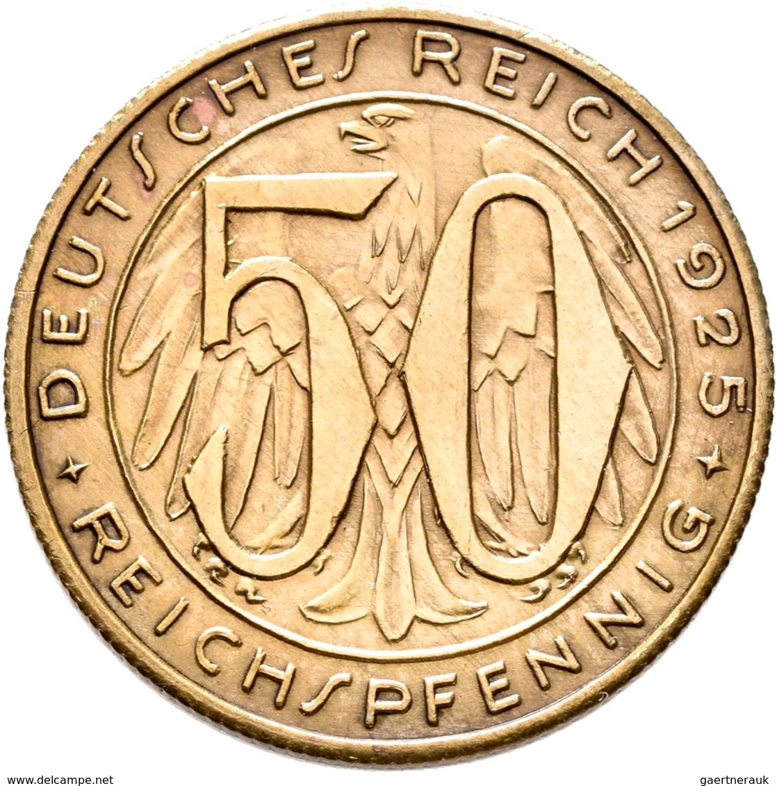 Proben & Verprägungen: Weimarer Republik 1918-1933: Probeprägung In Messing; 50 Reichspfennig 1925 F - Autres & Non Classés