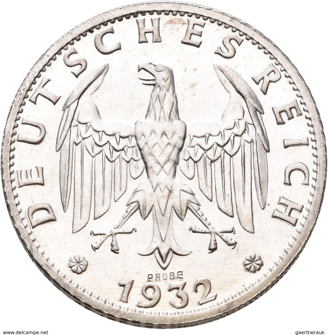 Proben & Verprägungen: Weimarer Republik 1918-1933: Probeprägung In Silber; 3 Reichsmark 1932 F. Sch - Autres & Non Classés