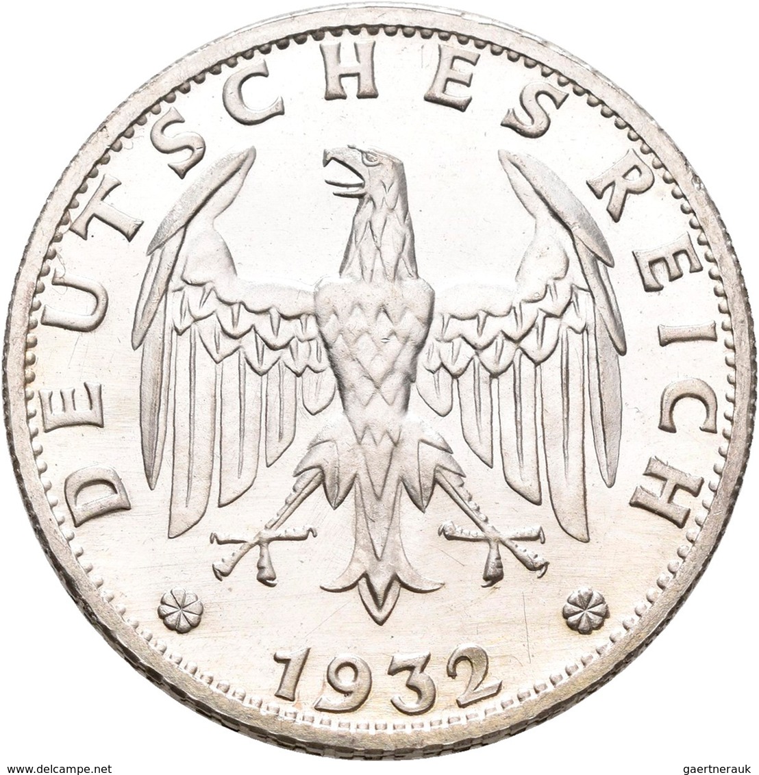 Proben & Verprägungen: Weimarer Republik 1918-1933: Probeprägung In Silber; 3 Reichsmark 1932 F. Sch - Autres & Non Classés