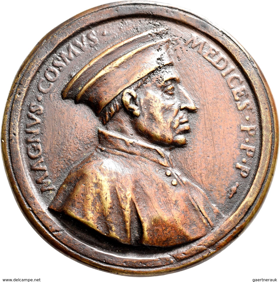 Medaillen Alle Welt: Italien: Antonio Selvi 1679-1753: Bronzegussmedaille O.J. Auf Cosimus I. Den Gr - Non Classés