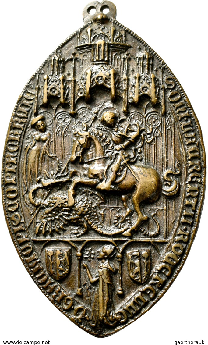 Medaillen Alle Welt: Italien-Ferrara: Ovaler Siegel In Bronze Von Lorenzo Roverella, Bischof Von Fer - Non Classés