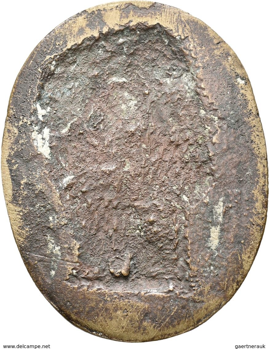 Medaillen Alle Welt: Römische Kaiserzeit, Domitianus 81-96 N. Chr.: Ovale Bronzeguß-Plakette O. J., - Ohne Zuordnung
