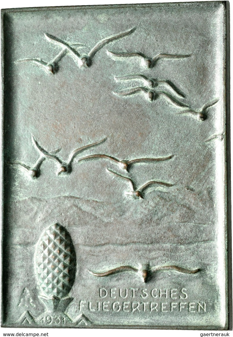 Medaillen Deutschland: Augsburg: Einseitige Bronzegußplakette 1931, Auf Das Deutsche Fliegertreffen, - Autres & Non Classés