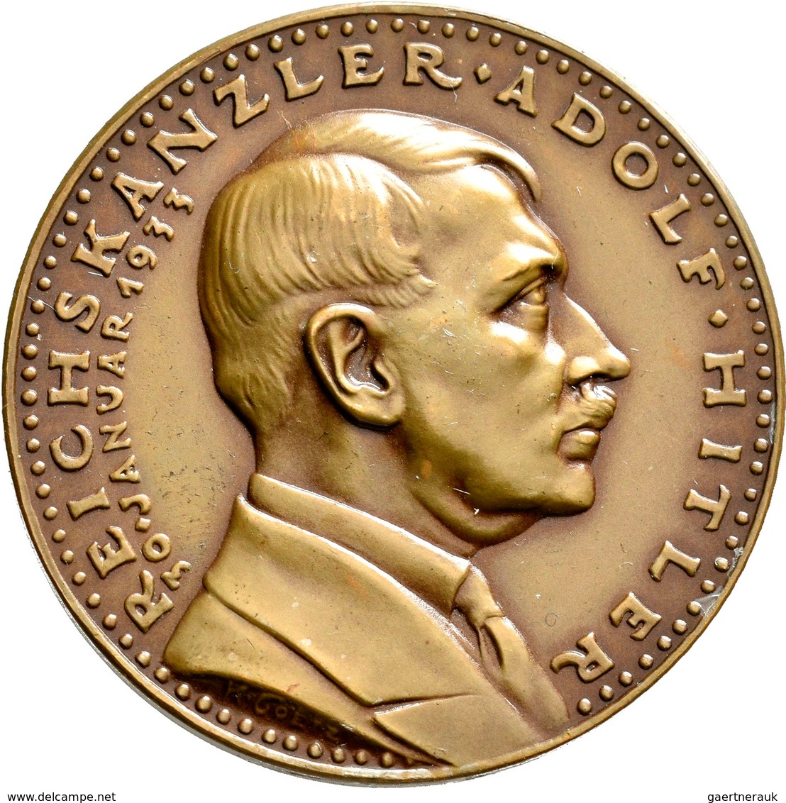 Medaillen Deutschland: Drittes Reich 1933-1945: Bronzemedaille 1933 Von Karl Goetz, Auf Die Machterg - Autres & Non Classés