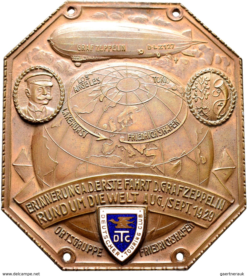 Medaillen Deutschland: Friedrichshafen: Einseitige Bronzeplakette 1929, Von Moser, München. Weltfahr - Andere & Zonder Classificatie