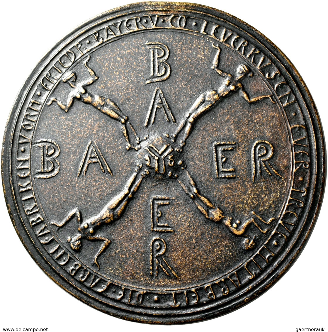 Medaillen Deutschland: Leverkusen: Bronzegussmedaille O.J. (um 1920), Von Carl Ebbinghaus. Für 25 Ja - Andere & Zonder Classificatie