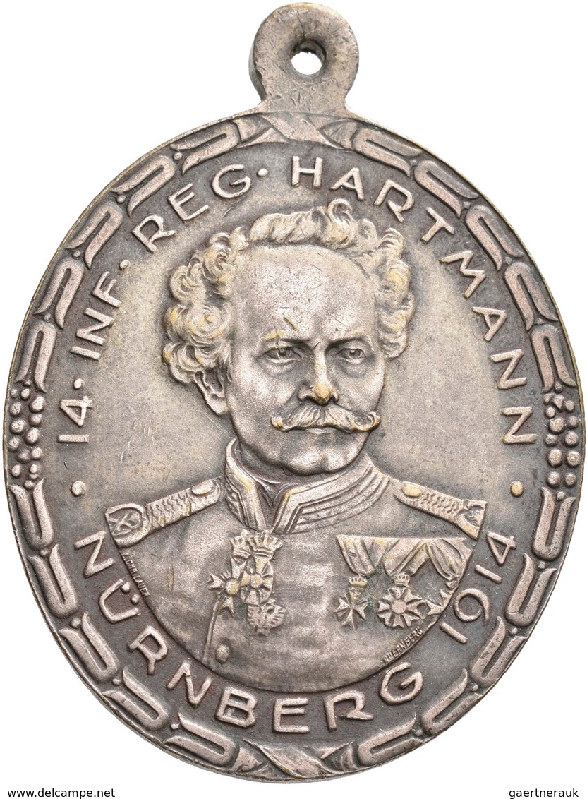 Medaillen Deutschland: Nürnberg: Hochovale Bronzemedaille 1914, Versilbert, Von Lauer, Auf Das 100jä - Autres & Non Classés