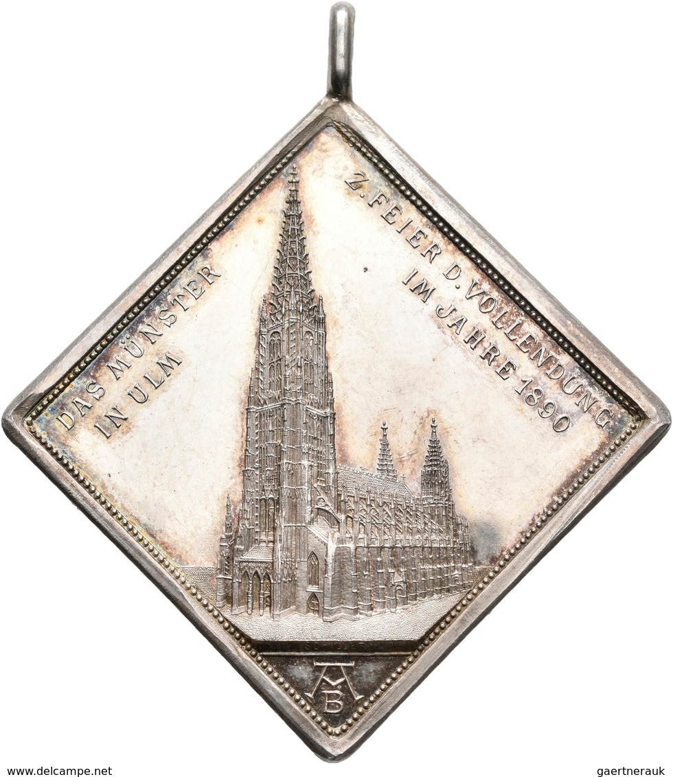 Medaillen Deutschland: Ulm: Silberne Medaillenklippe 1890, Auf Die Vollendung Des Münster: Ansicht D - Autres & Non Classés