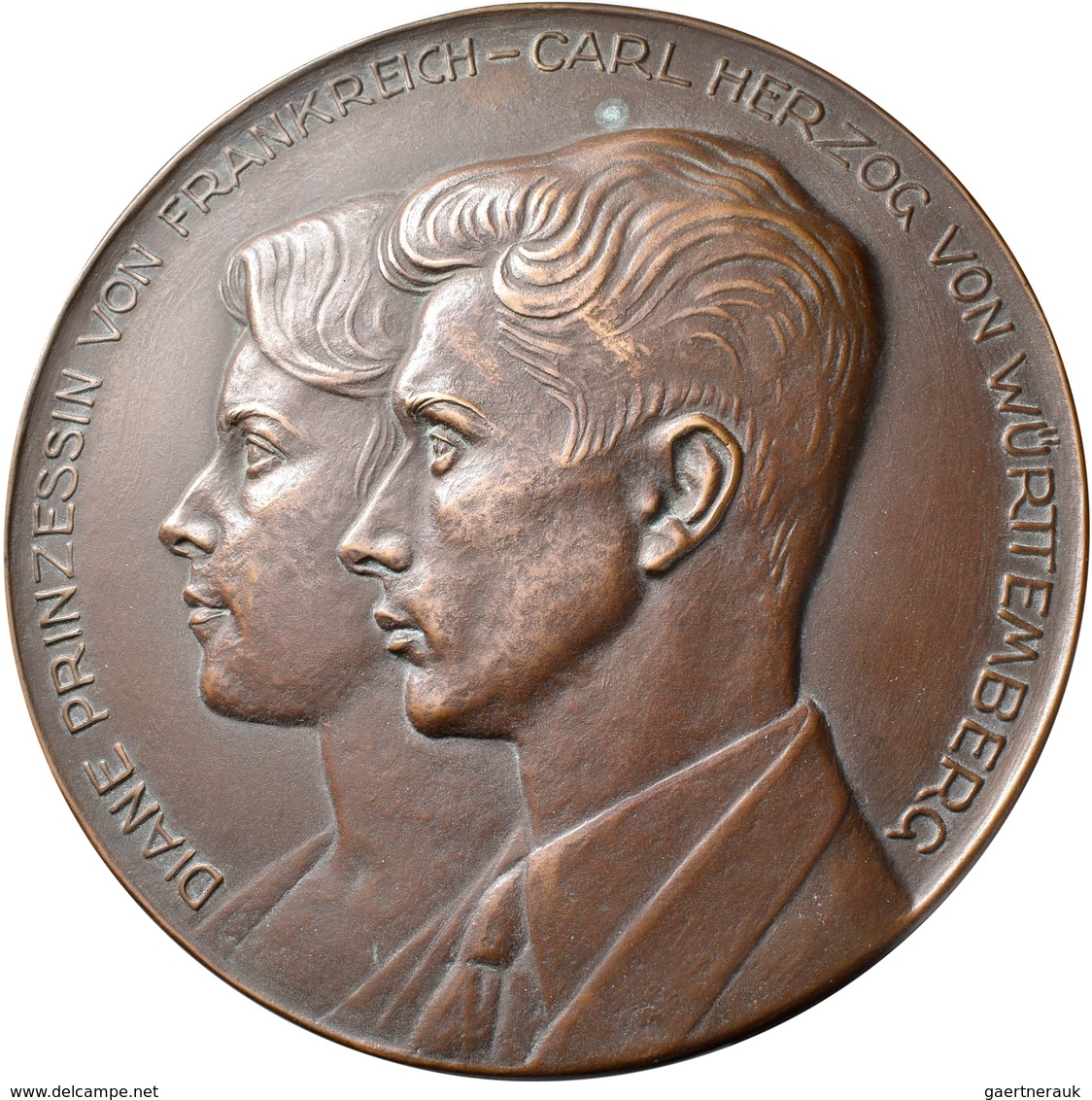 Medaillen Deutschland: Württemberg, Carl Herzog Von Württemberg *1936: Einseitiges Bronzegussmodell - Autres & Non Classés