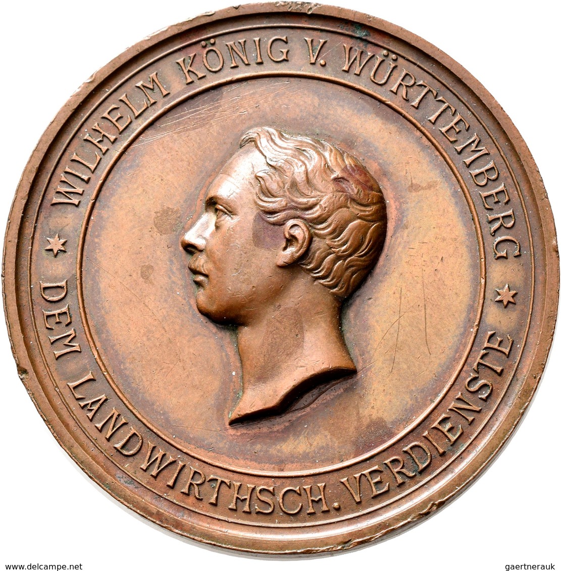 Medaillen Deutschland: Württemberg, Wilhelm I. 1816-1864: Lot 6 Stück; Bronzene Prämienmedaille für