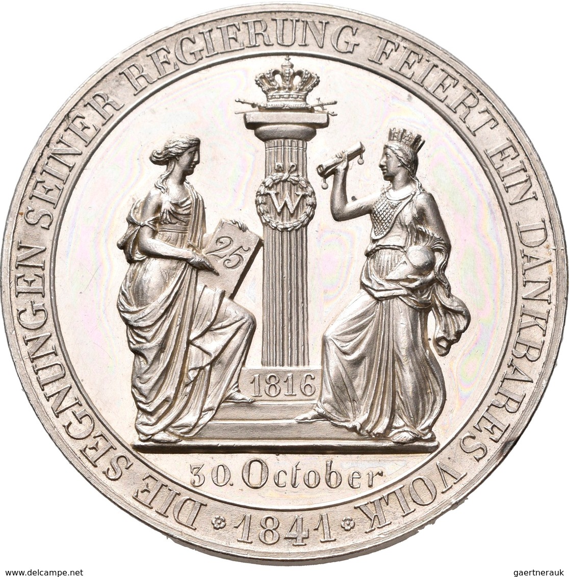 Medaillen Deutschland: Württemberg, Wilhelm I. 1816-1864: Silbermedaille 1841 Von H.F. Brandt, Auf S - Andere & Zonder Classificatie