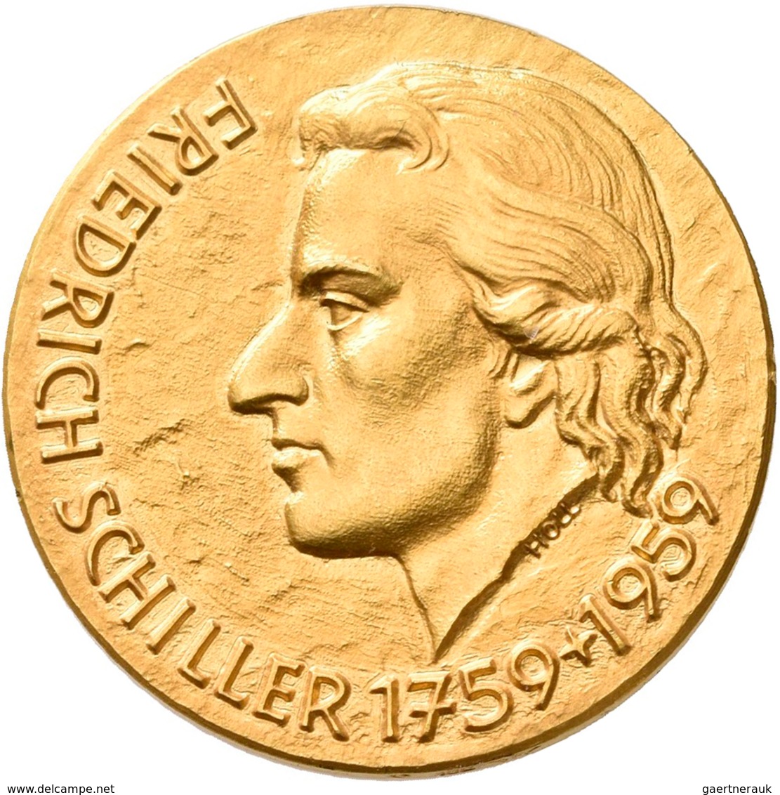 Medaillen Deutschland - Personen: Schiller, Friedrich Von 1759-1805: Goldmedaille 1959, Stempel Von - Sonstige & Ohne Zuordnung