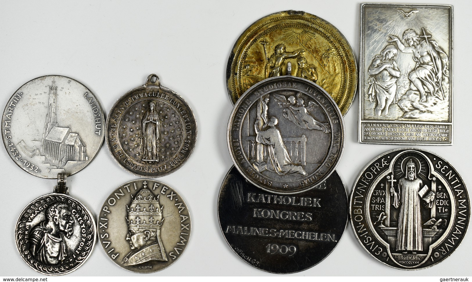 Medaillen - Religion: Lot 9 Medaillen; Allesamt Religiöse Anlässe, Meist Silber, Sehr Schön-vorzügli - Ohne Zuordnung
