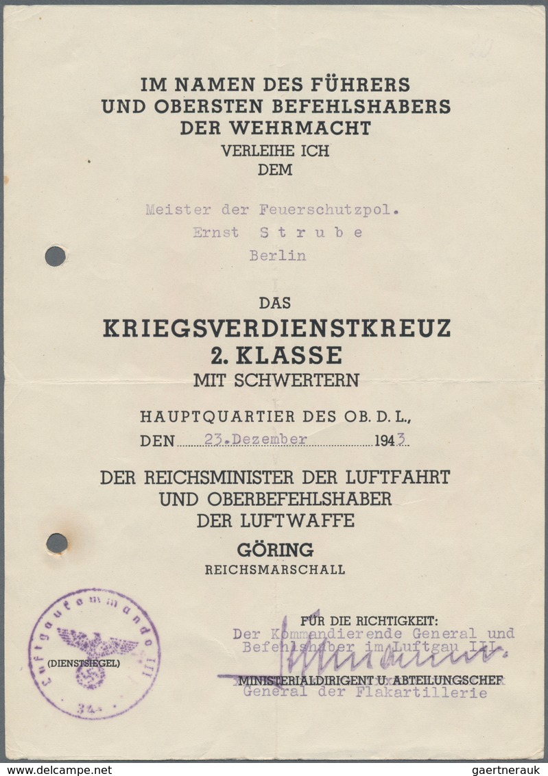 Orden & Ehrenzeichen: IM NAMEN DES FÜHRERS: Drei Originale Verleihungsurkunden Von 1943/1944 Zum Kri - Autres & Non Classés
