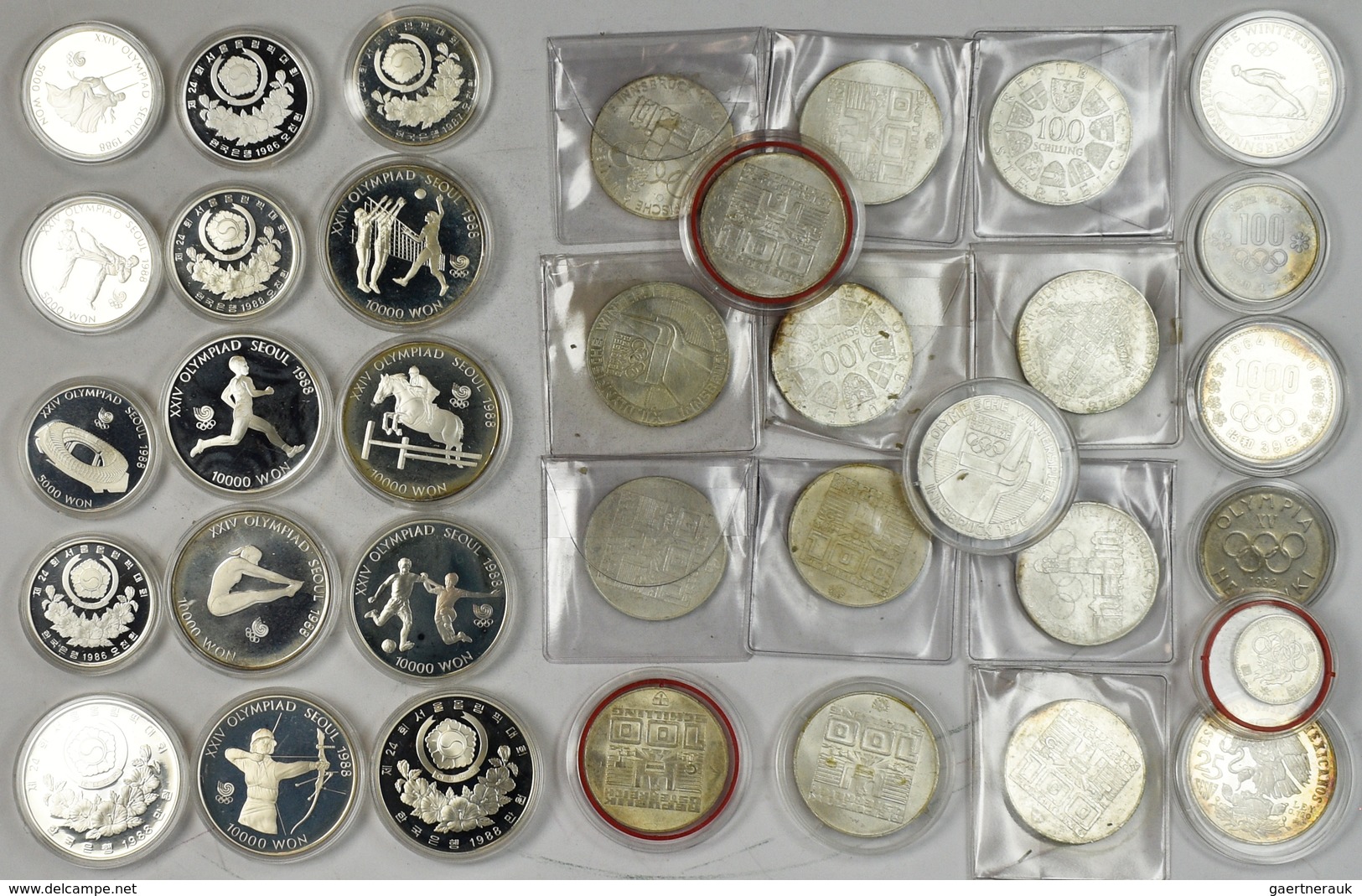 Alle Welt: Umfangreiche Sammlung An Münzen Mit Motiven Olympische Spiele. Angefangen Mit 500 Markkaa - Autres & Non Classés