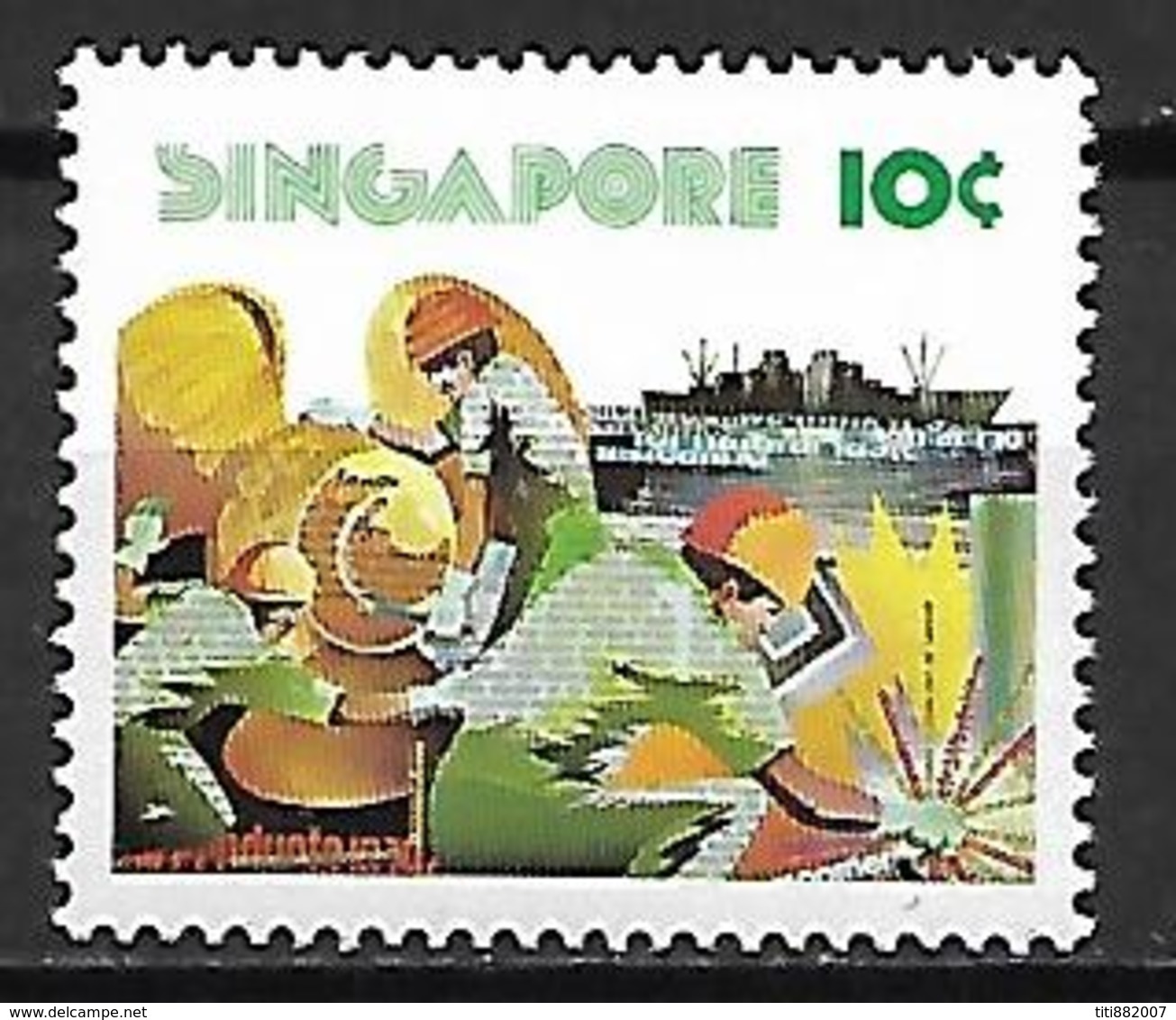 SINGAPOUR     -   Travaux Maritimes Sur Le Quai.  Neuf **.  Bateau - Singapur (1959-...)