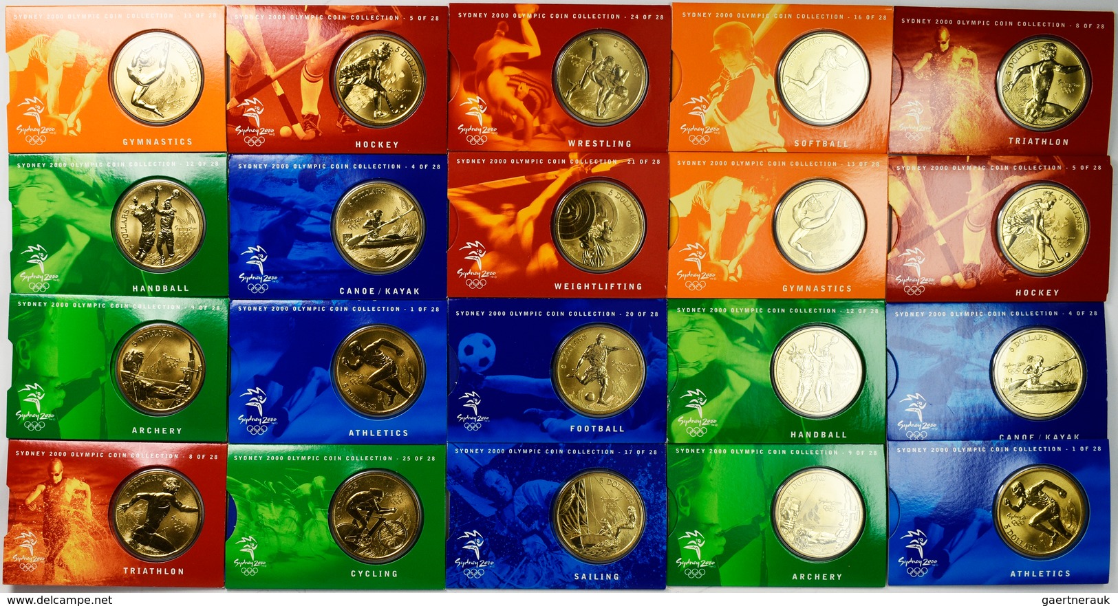 Australien: Olympische Spiele Sydney 2000: Sammlung 26 X 5 Dollars In Aluminium-Bronze In Münzkärtch - Autres & Non Classés