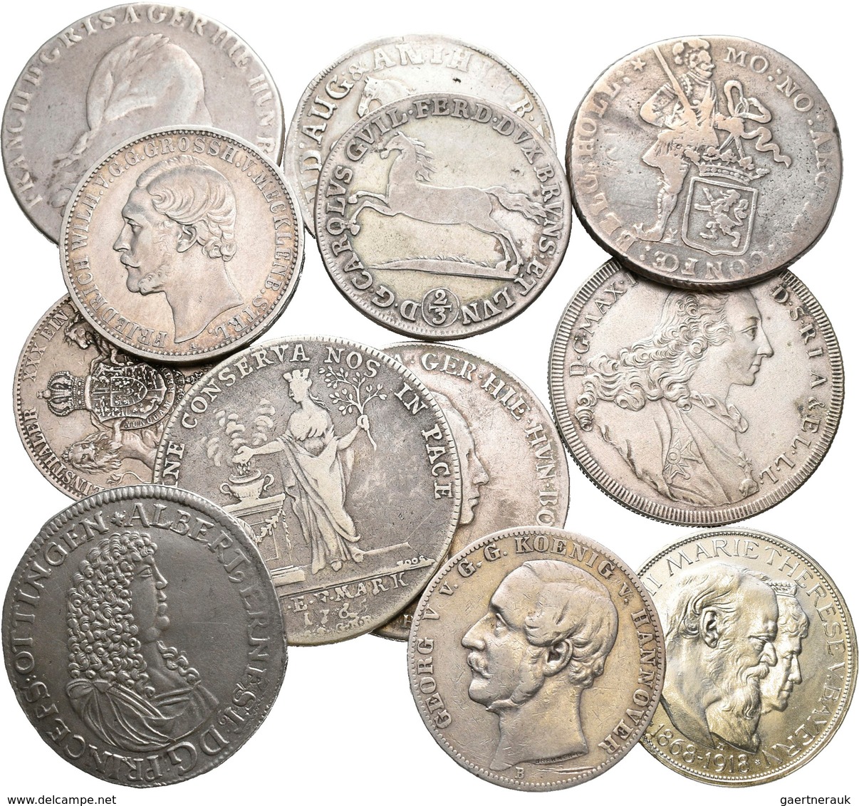 Europa: Lot 11 Silbermünzen Europäischer Staaten; Bayern Madonnentaler 1760 / Batavische Republik Ta - Autres – Europe