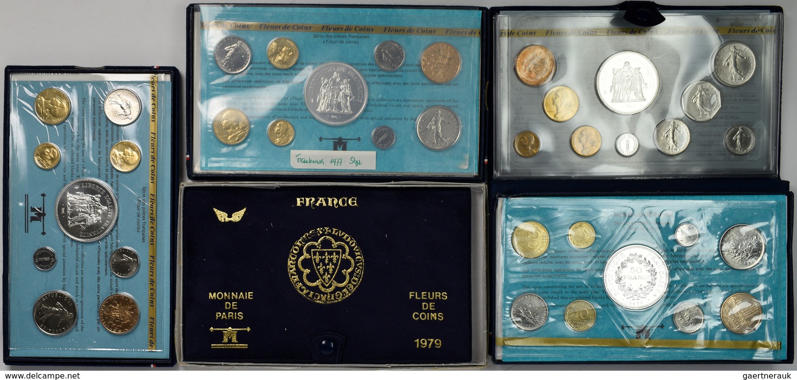 Frankreich: Lot 5 Kursmünzensätze (KMS) 1977-1980. - Autres & Non Classés
