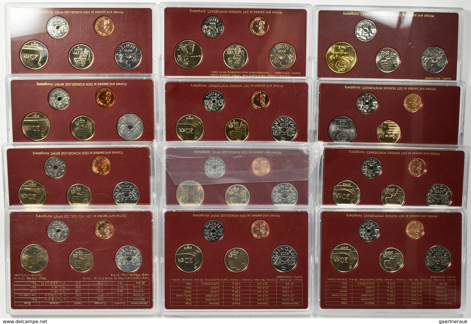 Norwegen: Coins Of Norway: Ein Karton Voller KMS In Hartplastik Der Jahre 1974 Bis 2012 Mit Nur 2 Lü - Norway