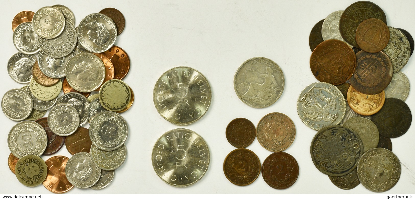 Schweiz: Interessantes Lot An Schweizer Münzen: Sowohl Vor 1850, U.a. 2 Franken 1863, 20 Rappen 1858 - Autres & Non Classés