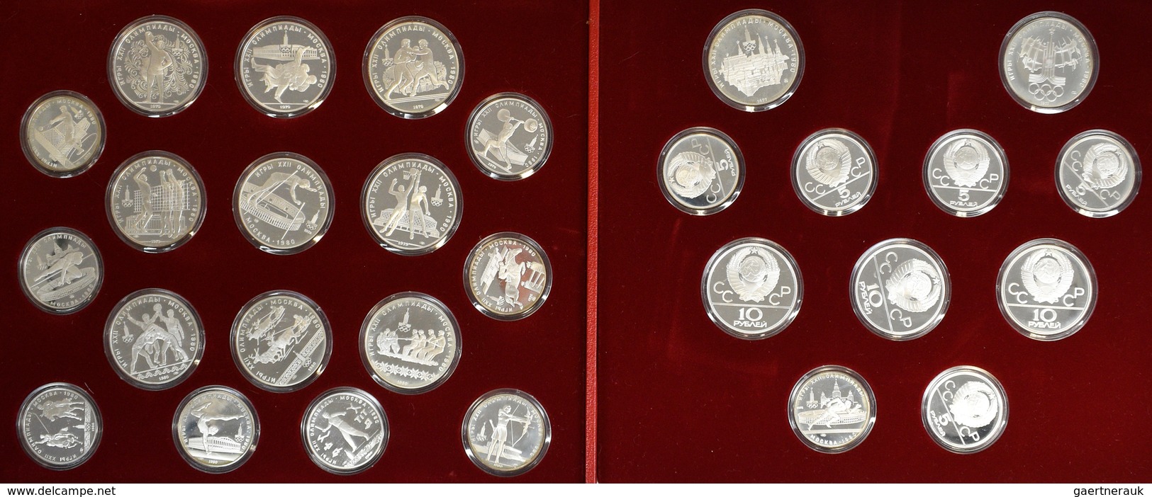 Sowjetunion: Olympische Spiele Moskau 1980: 14 X 5 Rubel Sowie 14 X 10 Rubel Gedenkmünzen, Augensche - Russie