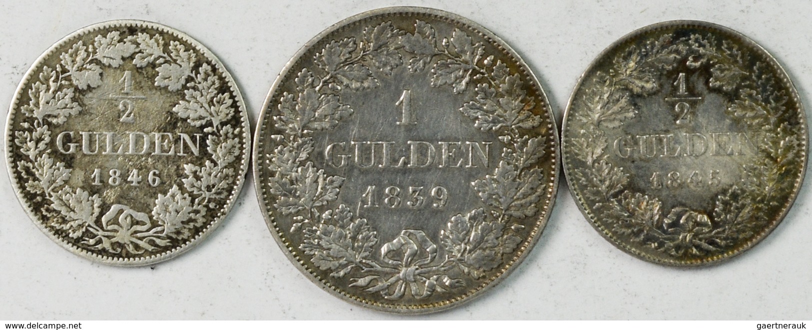 Bayern: Ludwig I. 1825-1848: Lot 3 Stück: ½ Gulden 1845, ½ Gulden 1846 Sowie 1 Gulden 1839. Schön - - Autres & Non Classés