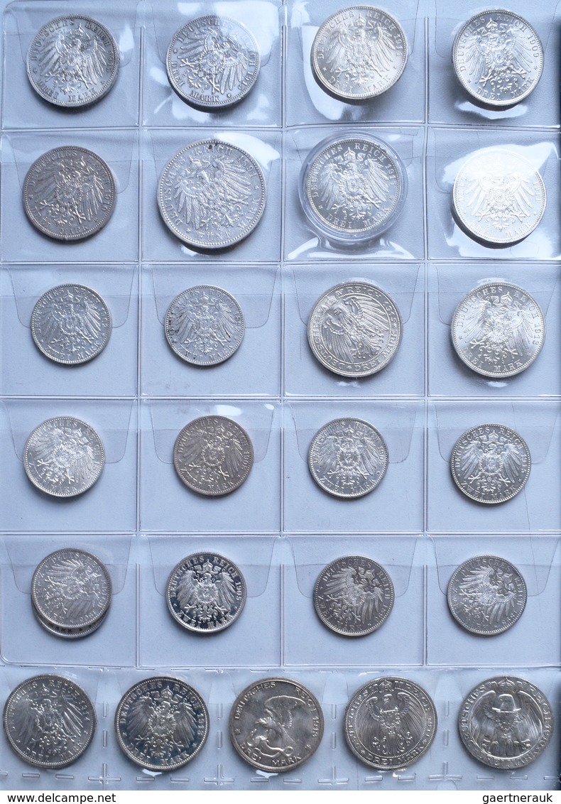 Umlaufmünzen 2 Mark Bis 5 Mark: Kleines Lot 26 Diverse Silbermünzen Aus Dem Kaiserreich. Überwiegend - Taler Et Doppeltaler