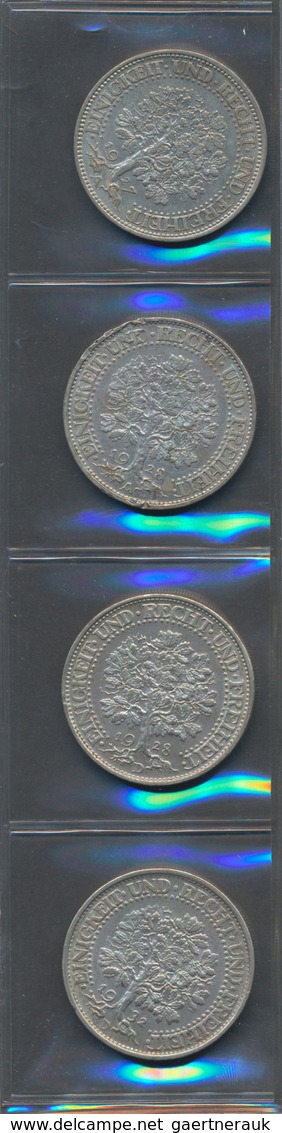 Weimarer Republik: Lot 4 X 5 Reichsmark Eichbaum, Jaeger 331: 1927 A, 1928 A, 1928 D Und 1932 D. Sch - Autres & Non Classés